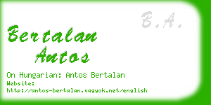 bertalan antos business card